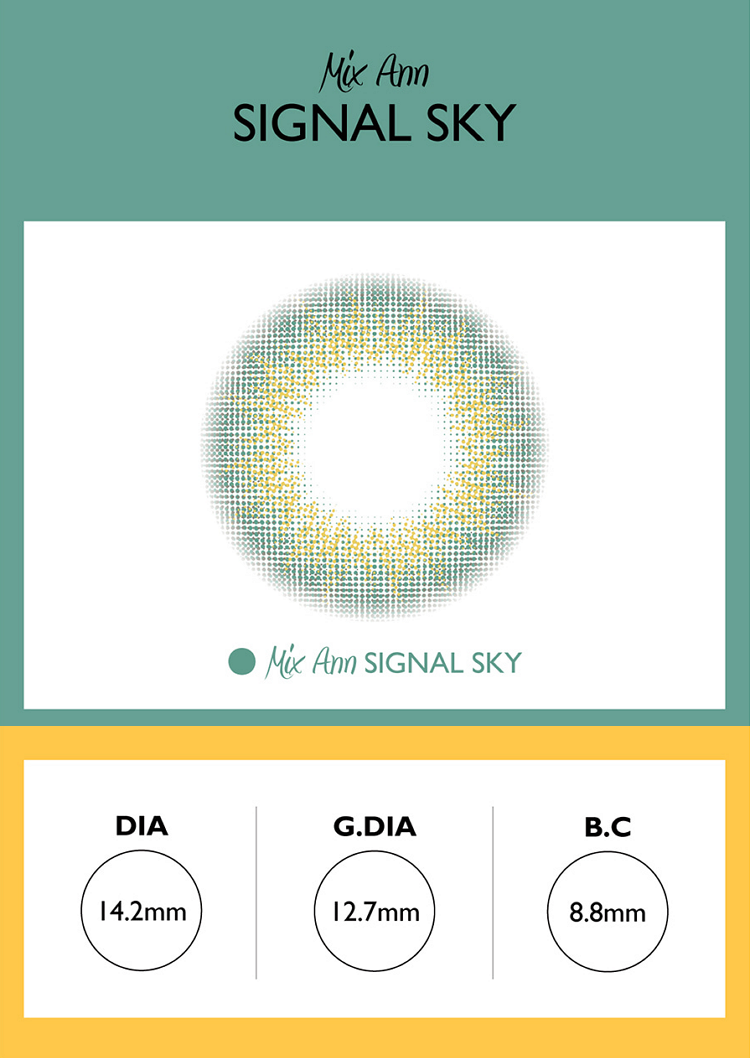 Queenslens クイーンズレンズ 韓国カラコン おすすめ - ナチュラルハーフカラコン - POLYTOUCH MIX ANN  signal sky / シリコンハイドロゲル Silicone Hydrogel / UV Protection / 1537