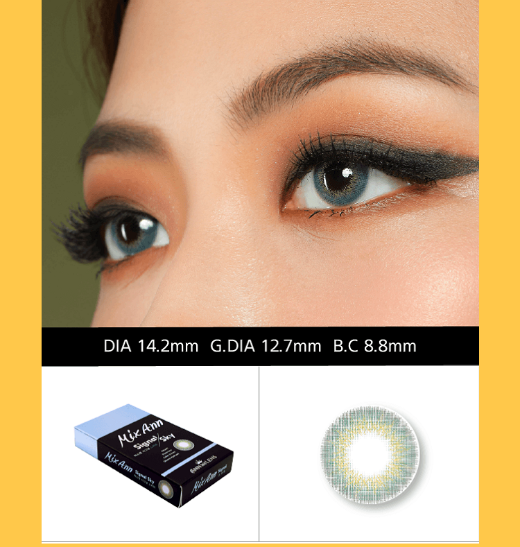 Queencontacts Best Colored Contacts for Dark Brown Eyes - MIX ANN Signal Sky / Silicone Hydrogel / UV Protection / 1551