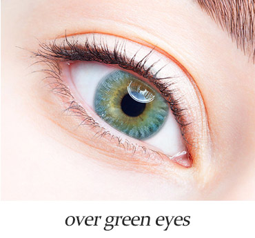 brown contacts over green eyes