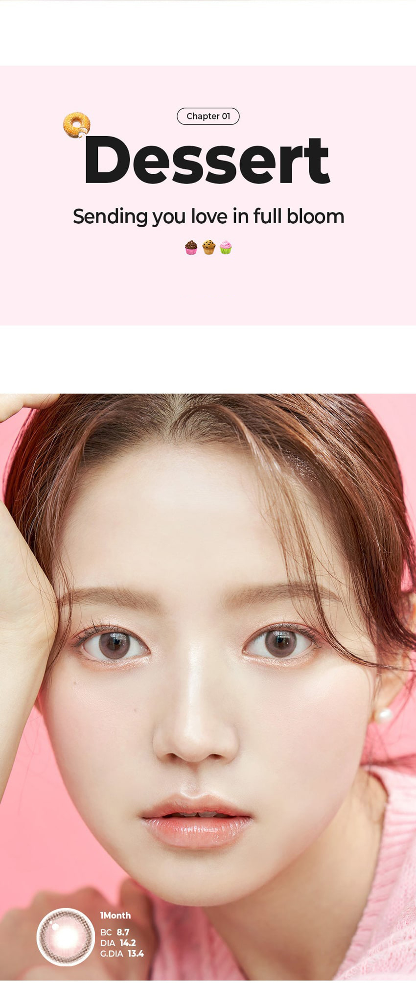 chuulens, popular korean, colored contacts, moonbrown, creampink, 1month, natural