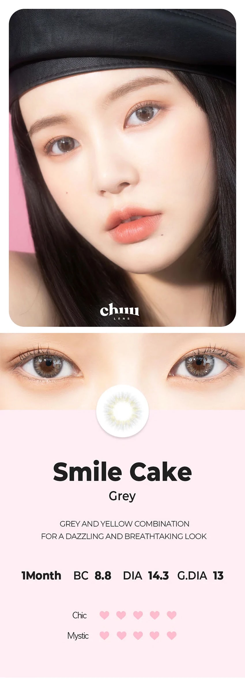 chuu, korean colored contacts, sns popular, new product, event product, cloud pudding, gray, pink brown, smile cookie, brown, green, sunny cookie, gray, brown