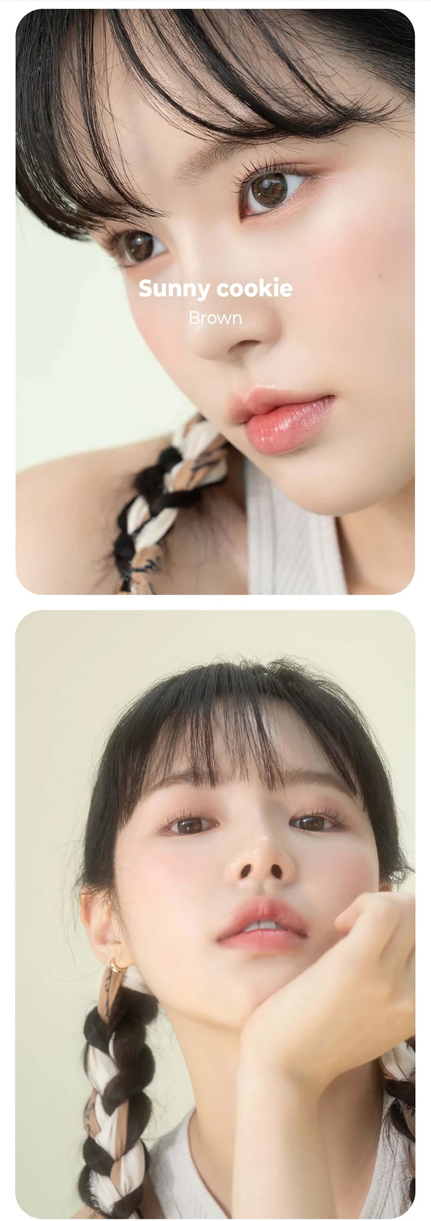 chuu, korean colored contacts, sns popular, new product, event product, cloud pudding, gray, pink brown, smile cookie, brown, green, sunny cookie, gray, brown