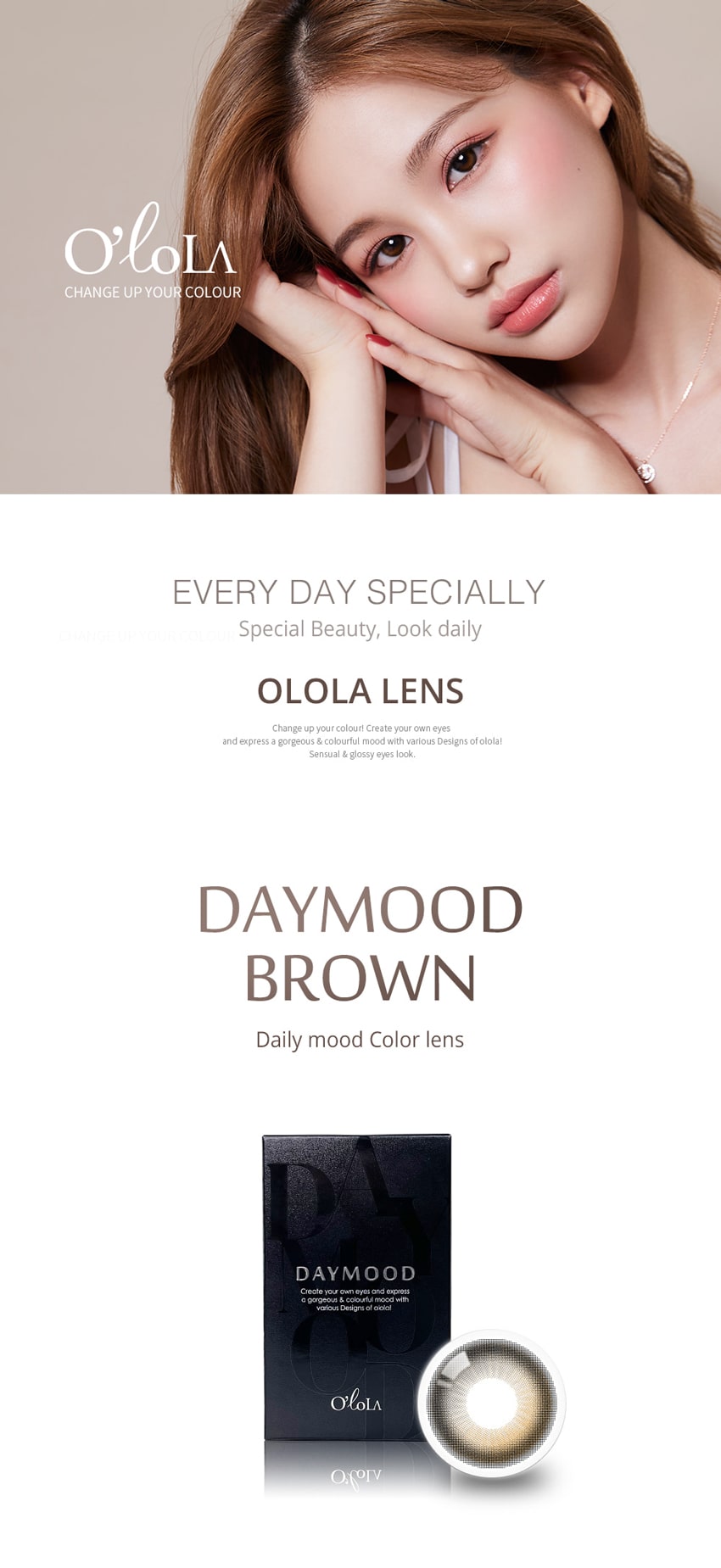 queenslens, olola, daymood, popular Korean, colored contacts, brown, popular makeup