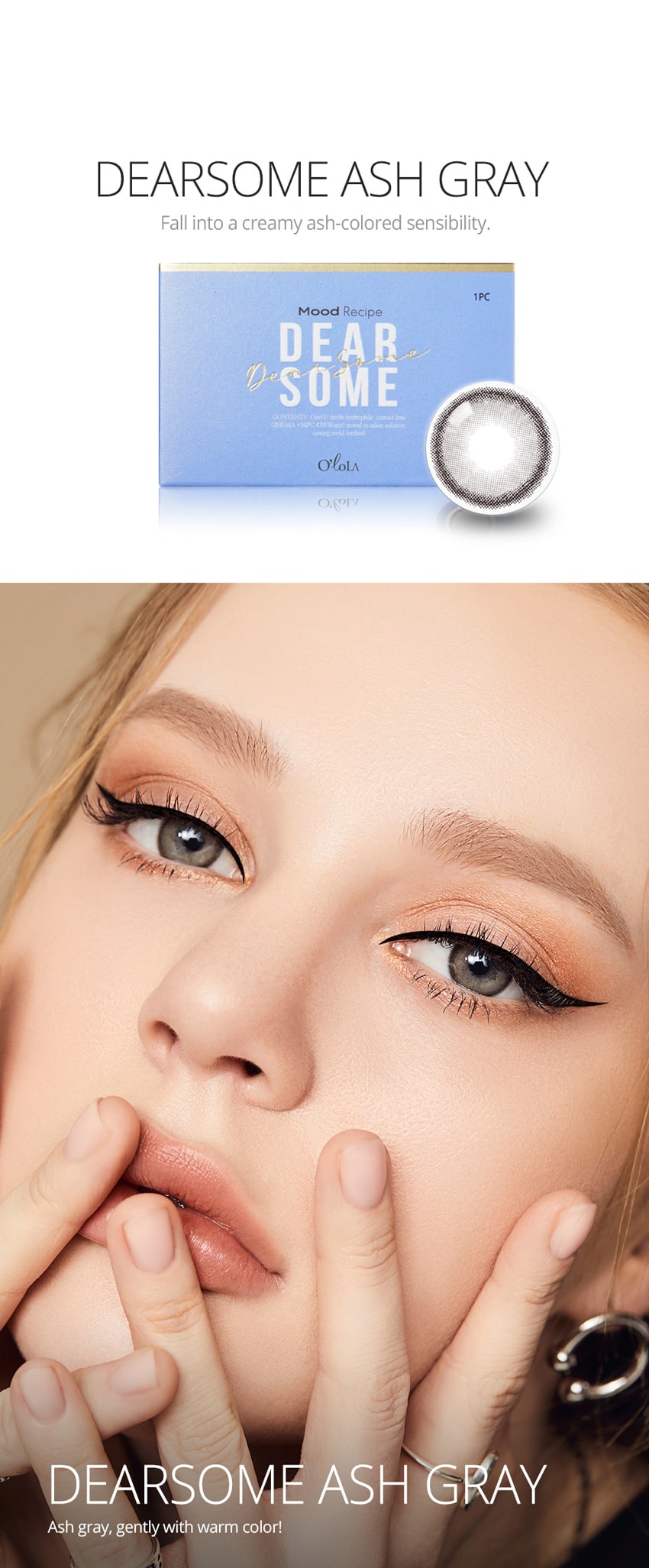 queenslens, olola, dearsome, popular Korean, colored contacts, ash gray, popular makeup