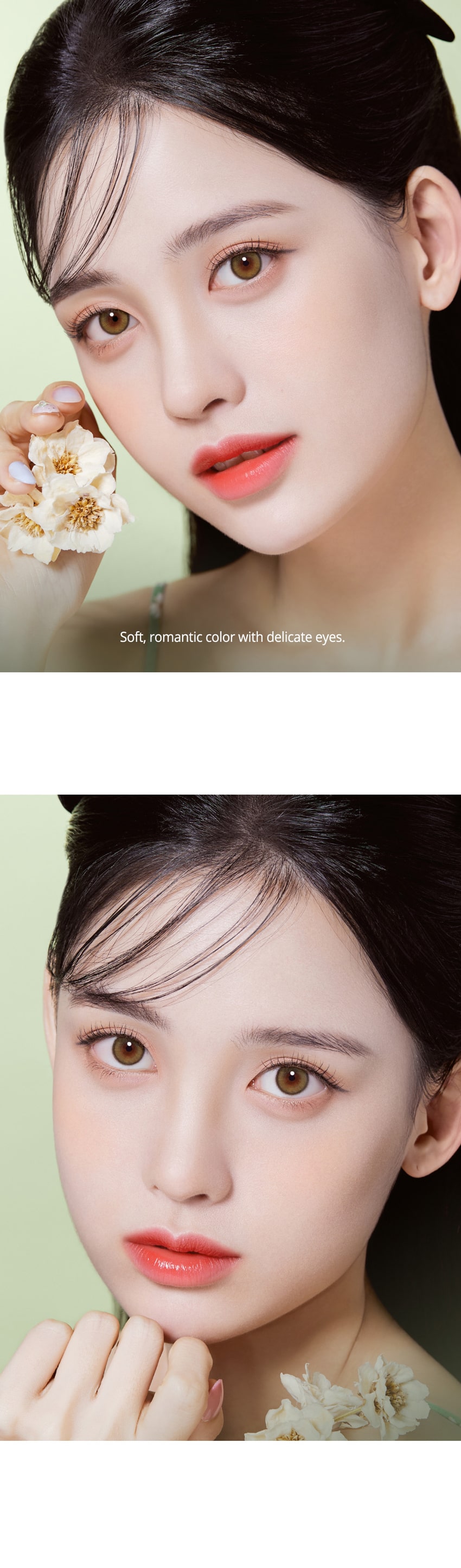 queencontacts, olola, dearsome, popular Korean, colored contacts, olive, green, popular makeup