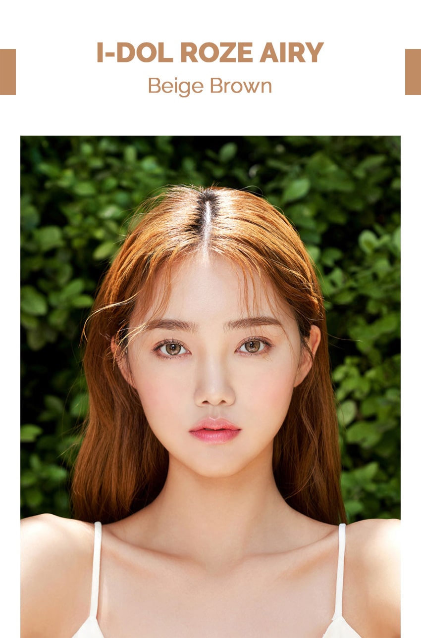 idol lens, korea popular colored contacts, roze airy, beige brown