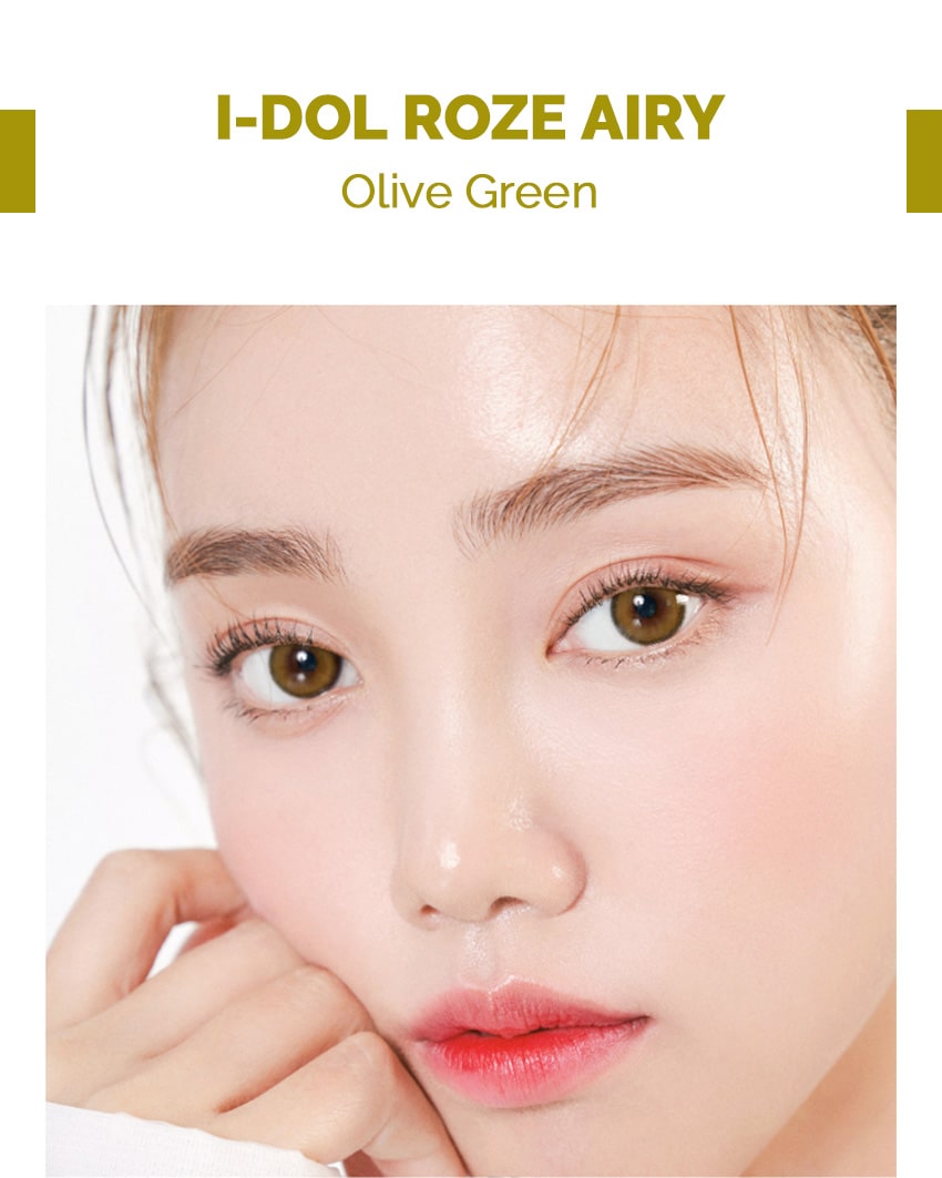 idol lens, korea popular colored contacts, roze airy, olive green