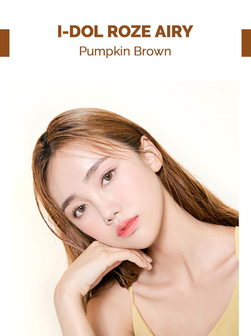 idol lens, korea popular colored contacts, roze airy, pumpkin brown