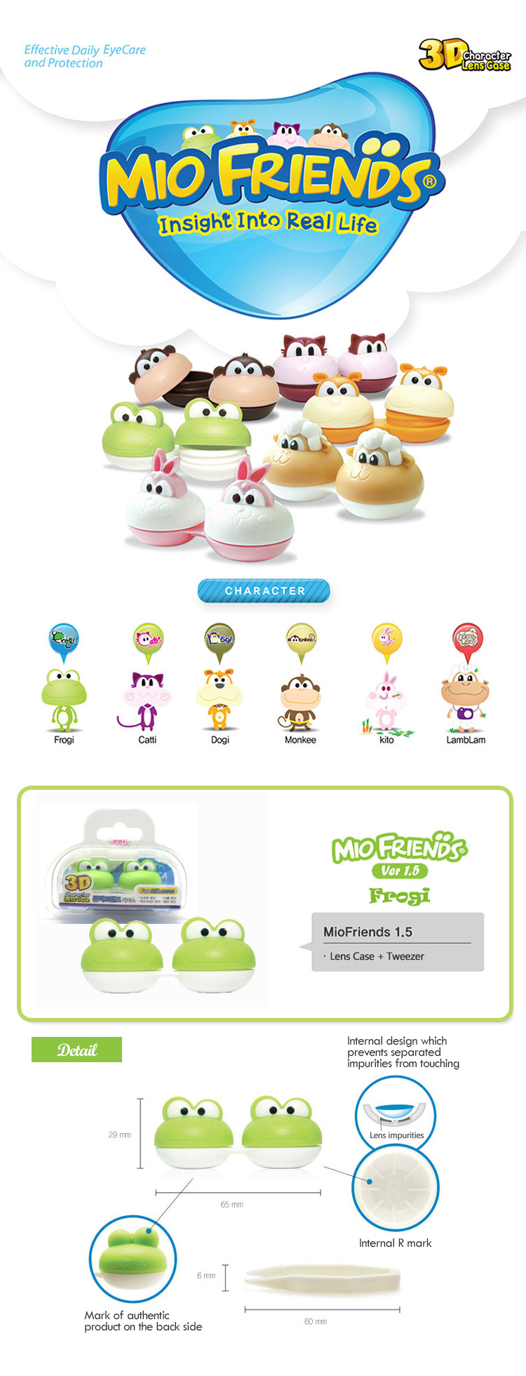 3D Character Frogi Contact Lens Case