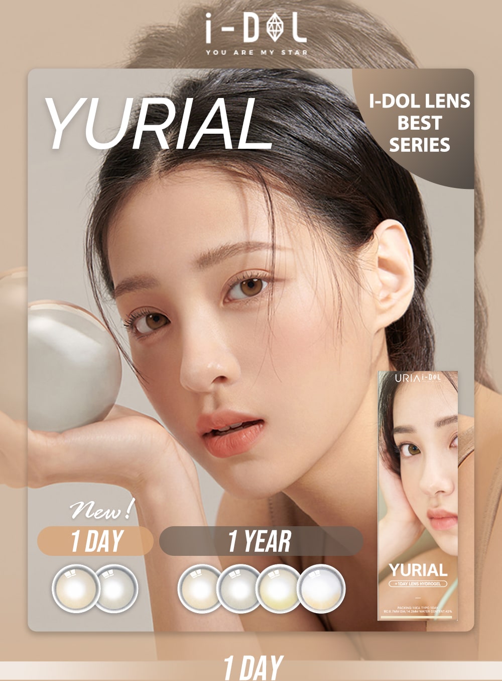 yurial, Korean popular, colored contact lens, sns popular, 1day,1year