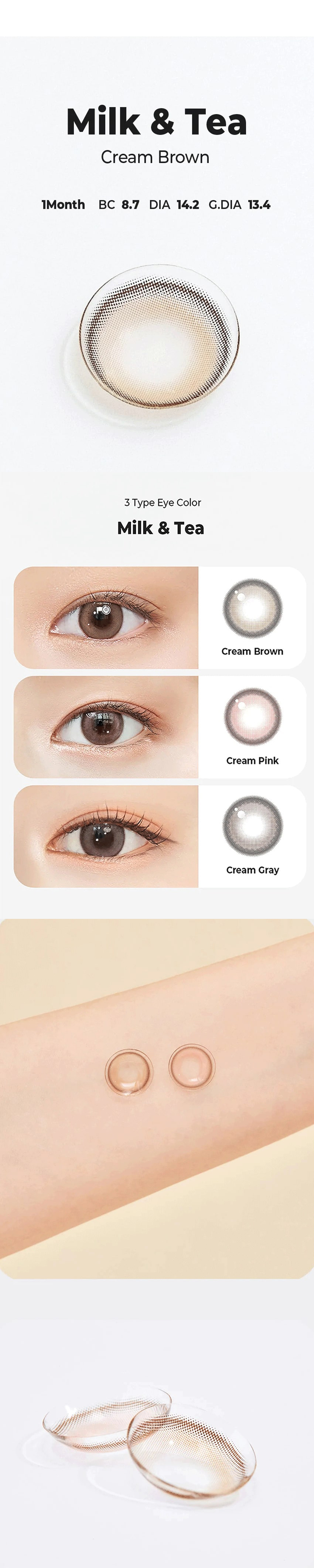 chuu, korean colored contacts, sns popular, new product, event product, brown,cream,cream,brown contacts