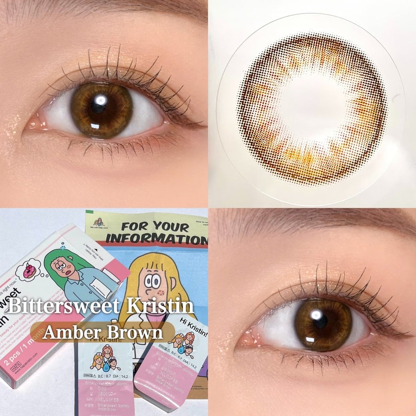 Embrace the vibrant charm of Amber Brown colored contacts for a bright-eyed look