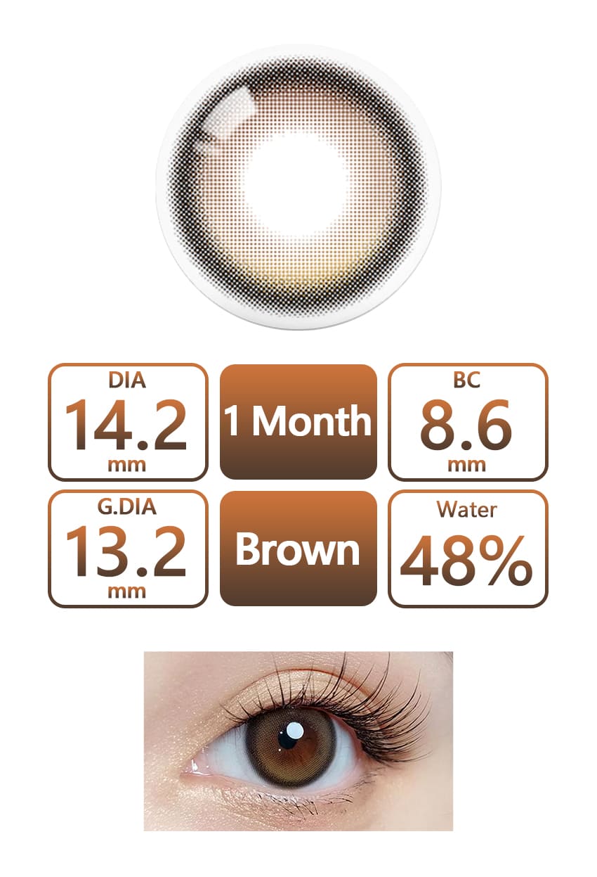 OLOLA, Blurring brown, queencontacts, brown, gray, 1day, 1month, monthly, colored contacts, natural, dewy