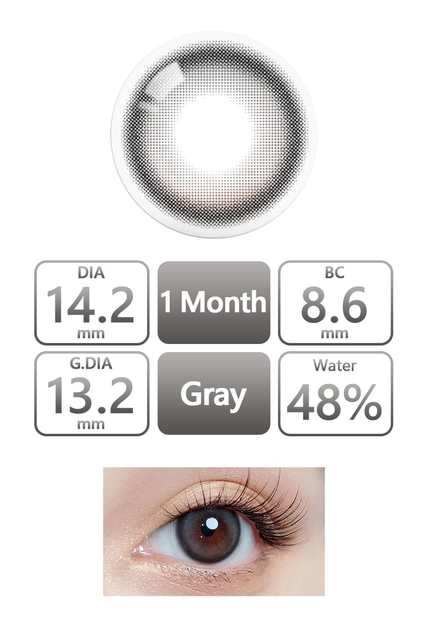 OLOLA, Blurring gray, queencontacts, brown, gray, 1day, 1month, monthly, colored contacts, natural, dewy