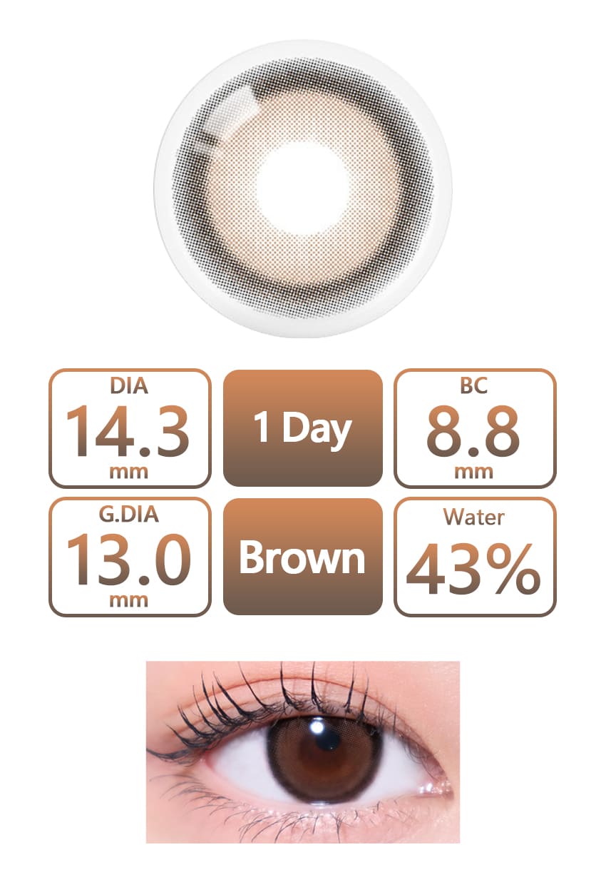 ハグムーンワンデーブラウン, OLOLA, Hugmoon 1day Brown, 韓国人気カラコン専門通販, eyesm, デイリー水光カラコン, 度あり・度なし, Queenslens