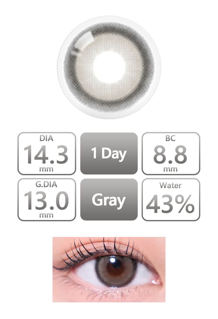 ハグムーンワンデーグレー, OLOLA, Hugmoon 1day gray, 韓国人気カラコン専門通販, eyesm, デイリー水光カラコン, 度あり・度なし, Queenslens