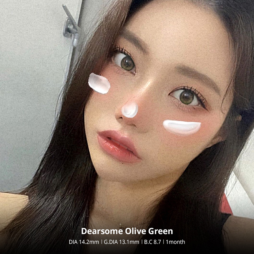 queencontacts, olola, dearsome, popular Korean, colored contacts, olive, green, popular makeup