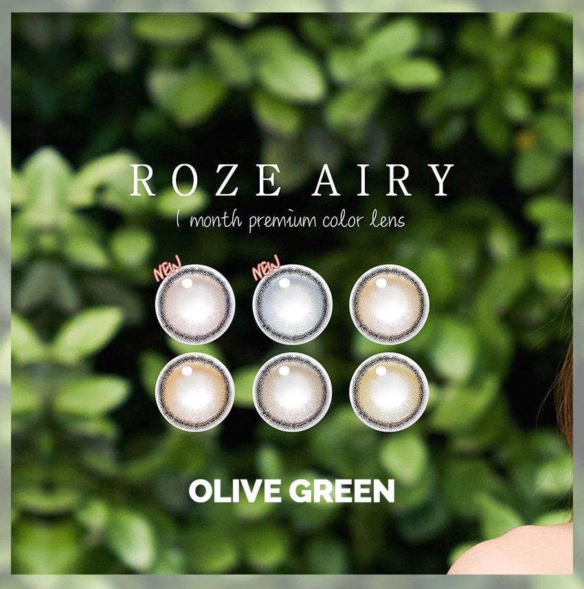 idol lens, korea popular colored contacts, roze airy, olive green