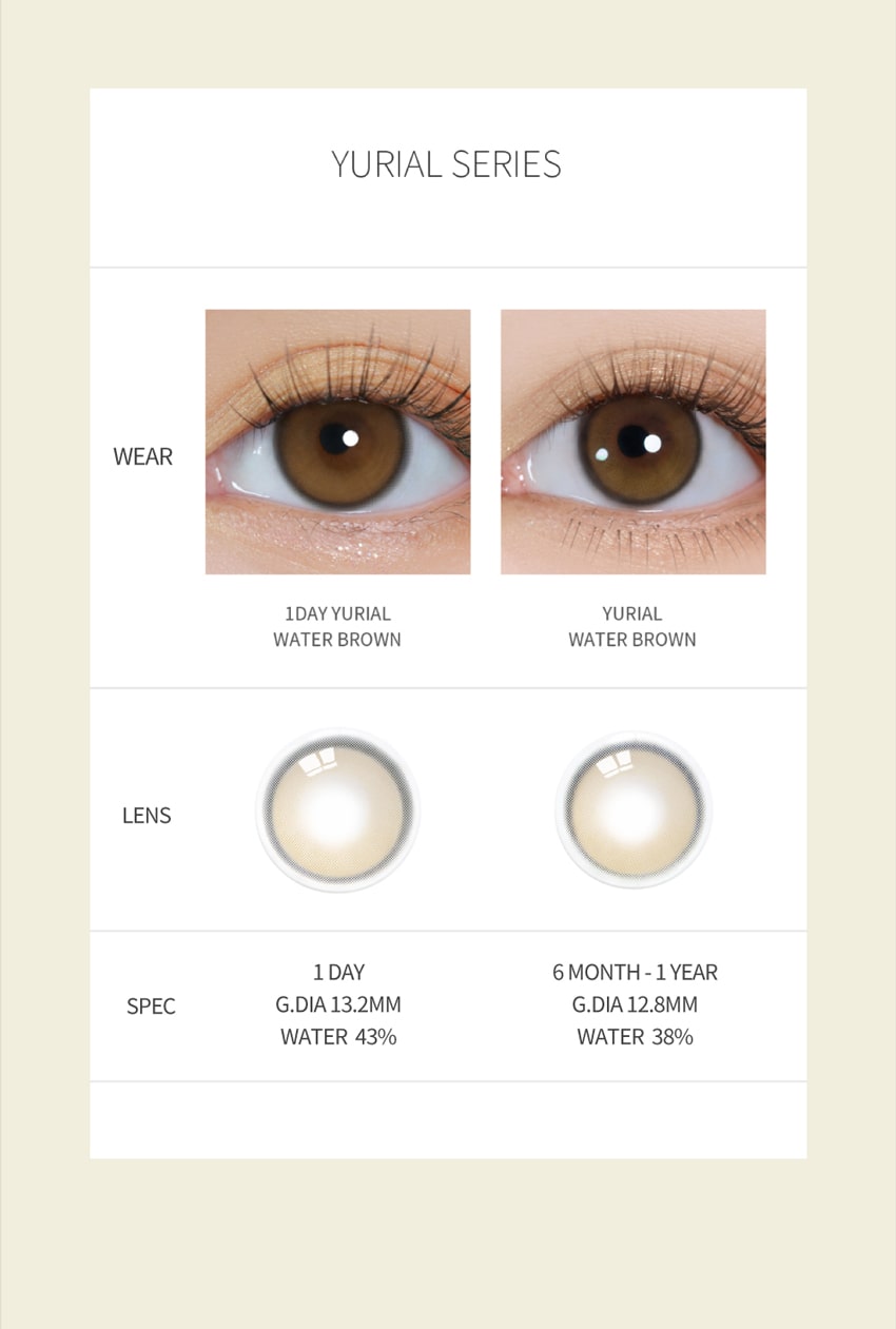 
URIA, i-DOL LENS, YURIAL, WATER, Brown, Korean colored contacts,SNS popular, Earl, Royal, Serum, 1day, 1day lens