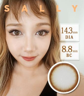 【12ヶ月カラコン】 Sally Brown/ 1413 </BR>DIA:14.3mm, 度あり‐8.00まで