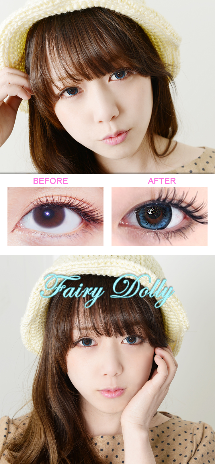 ブルー /BLUE フェアリードリー Fairy Dolly blue 16.0mm /610,度ありカラコン