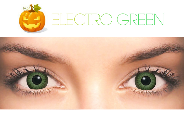 【ハロウィンカラコン】 electro greenコスプレカラコン（度数可能-10.00まで） [843]