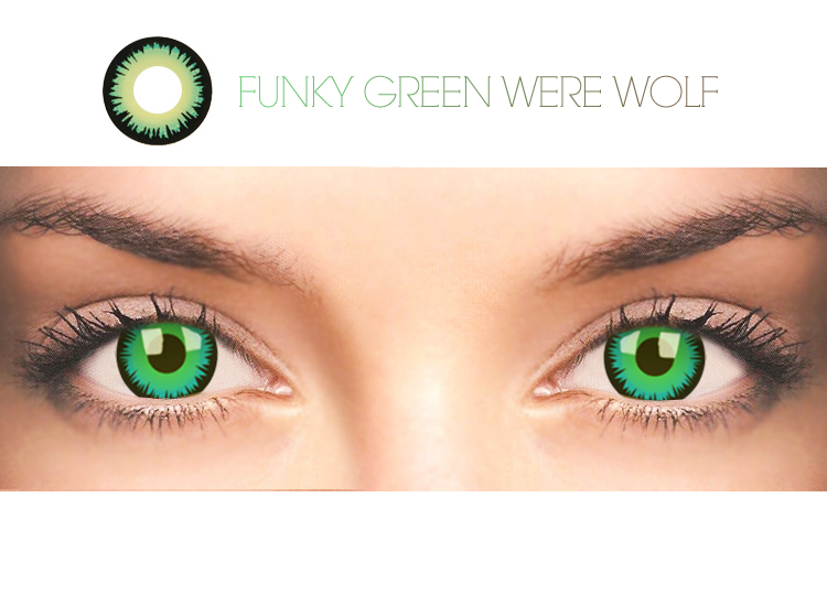 【カラコン ウルフ】 度あり グリーン ワーウルフ   funky Green werewolf  [877]