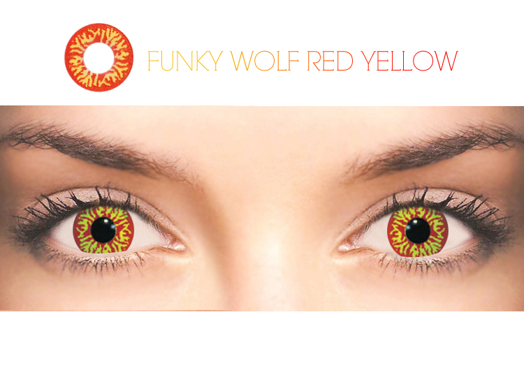 funky Wolf Red yellow コスプレカラコン