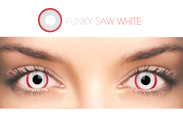 【カラコン 白】 funky Saw white コスプレカラコン（度数可能-10.00まで） [894]