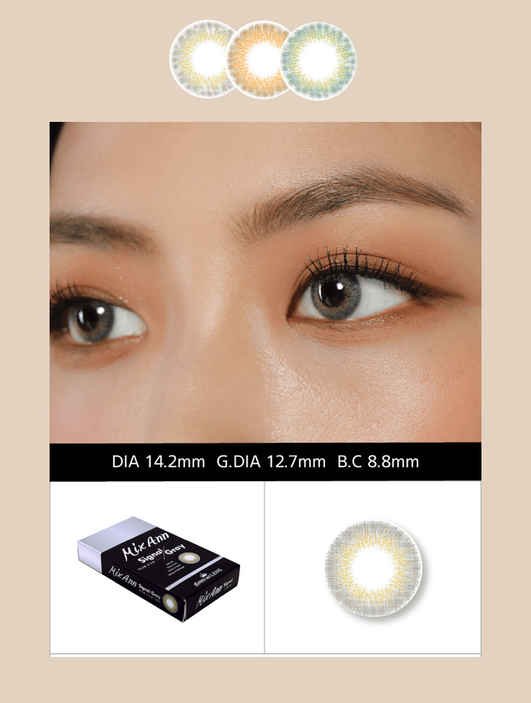 Queencontacts Best Colored Contacts for Dark Brown Eyes - MIX ANN Signal Gray / Silicone Hydrogel / UV Protection / 1549
