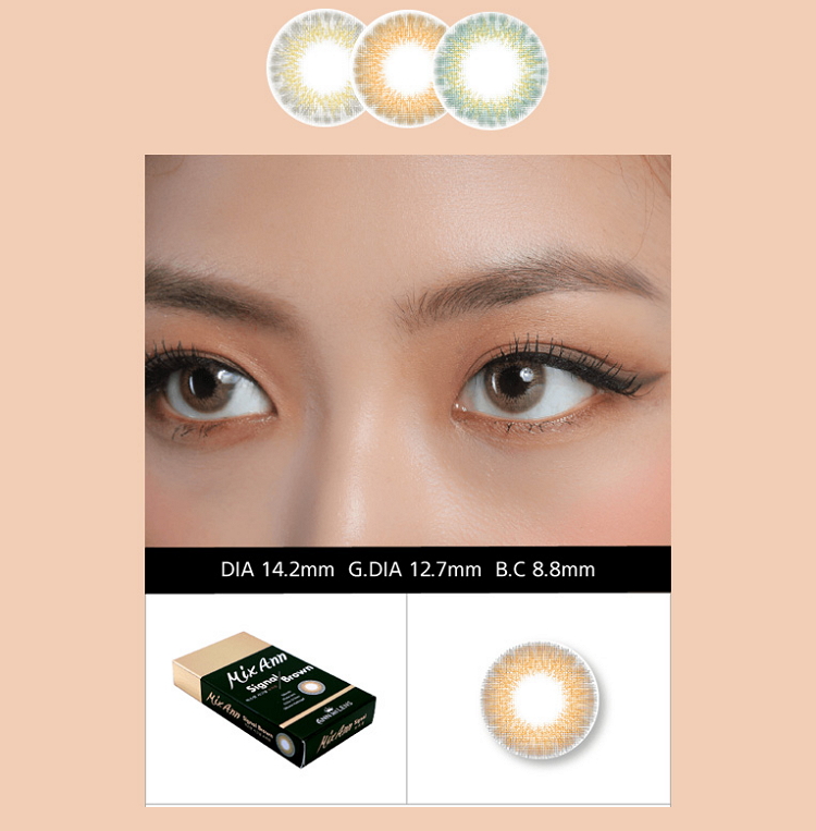 Queencontacts Best Colored Contacts for Dark Brown Eyes - MIX ANN Signal Brown / Silicone Hydrogel / UV Protection / 1550