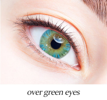 brown contacts over green eyes