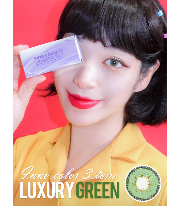 queenslens 韓国 人気カラコン おすすめ Inno Color 3-Tone Luxury (Big) Green / 1134