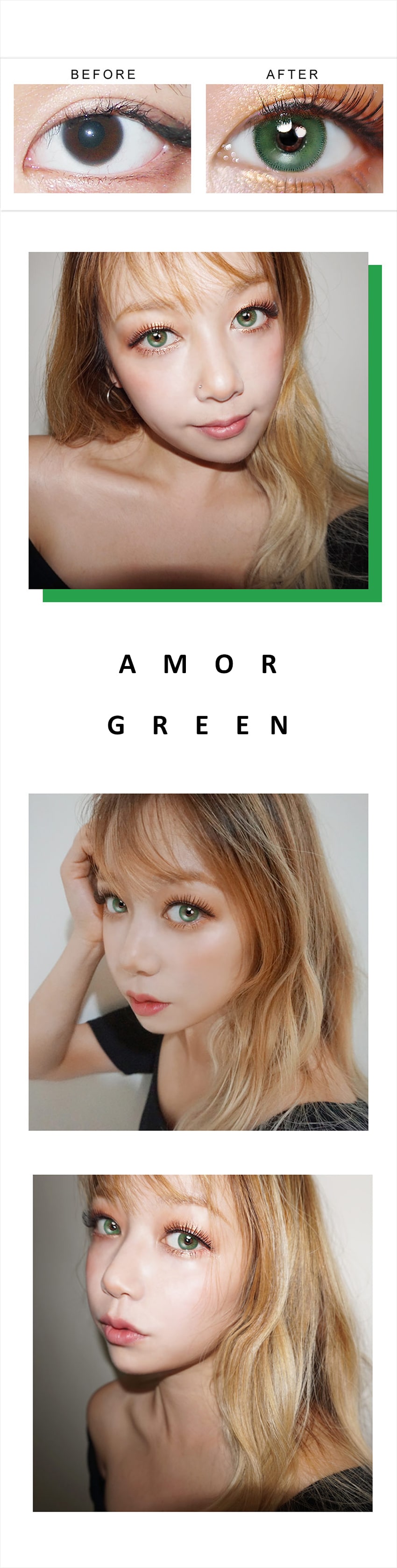 Innovision,inno super amor,Amor,Amor green,韓国カラコン, SNS人気カラコン,Queenslens,ブルー カラコン
