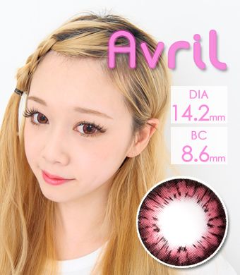 高発色 個性派 <FONT COLOR="4697f2"> [ Lucky! ¥990]</FONT>【１年カラコン】 Avril (A132) Pink / 1245</br>