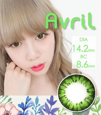  高発色 個性派 【遠視カラコン/ 2枚】 Avril (A132) Green / 1298</br>